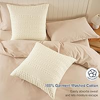 Vista 2 de PHF Fundas de almohada con tejido de gofre de 24" x 24", paquete de 2, funda de almohada cuadrada 100% algodón para decoración de ropa de cama, sin