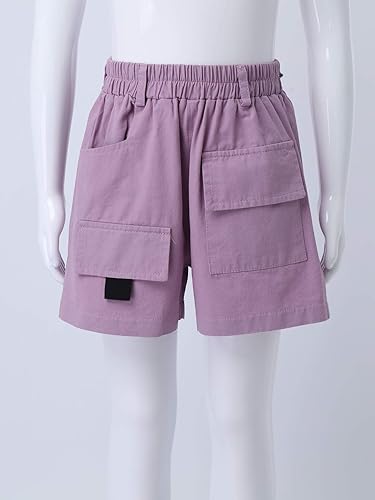 Miniatura 3 de FEESHOW Kids Boys Girls Cotton Pull On Cargo Shorts with Pockets Athletic Sports Casual Dolphin Shorts Activewear