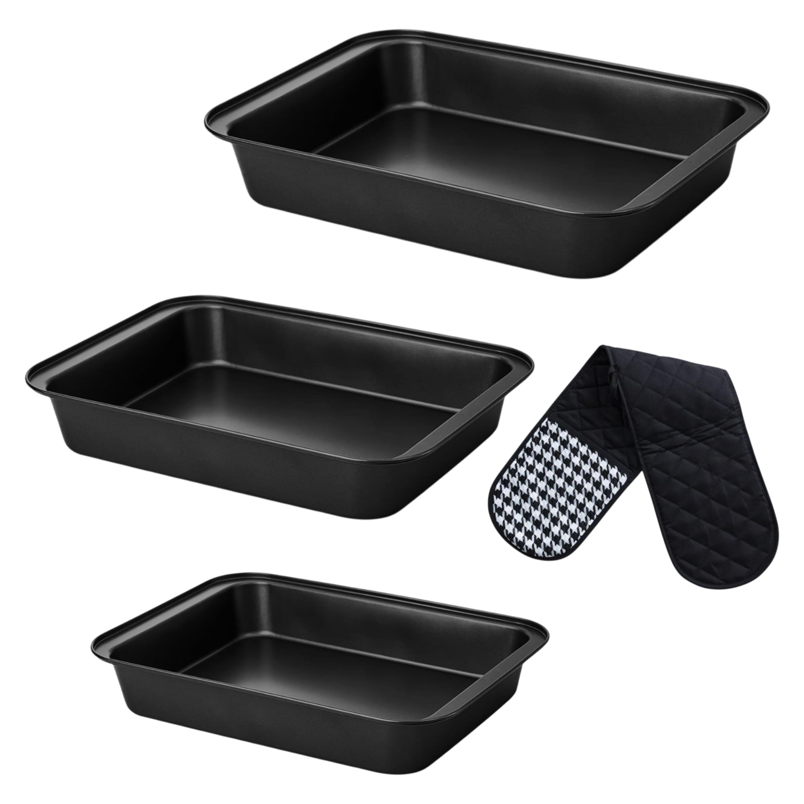 ALZIFAH Non-Stick Baking Trays Set for Oven - 3 Piece Roasting Tins with 1 Oven Globe, Premium Carbon Steel (PFOA Free) Baking Sheets for Cooking and Baking Food- Dishwasher Safe