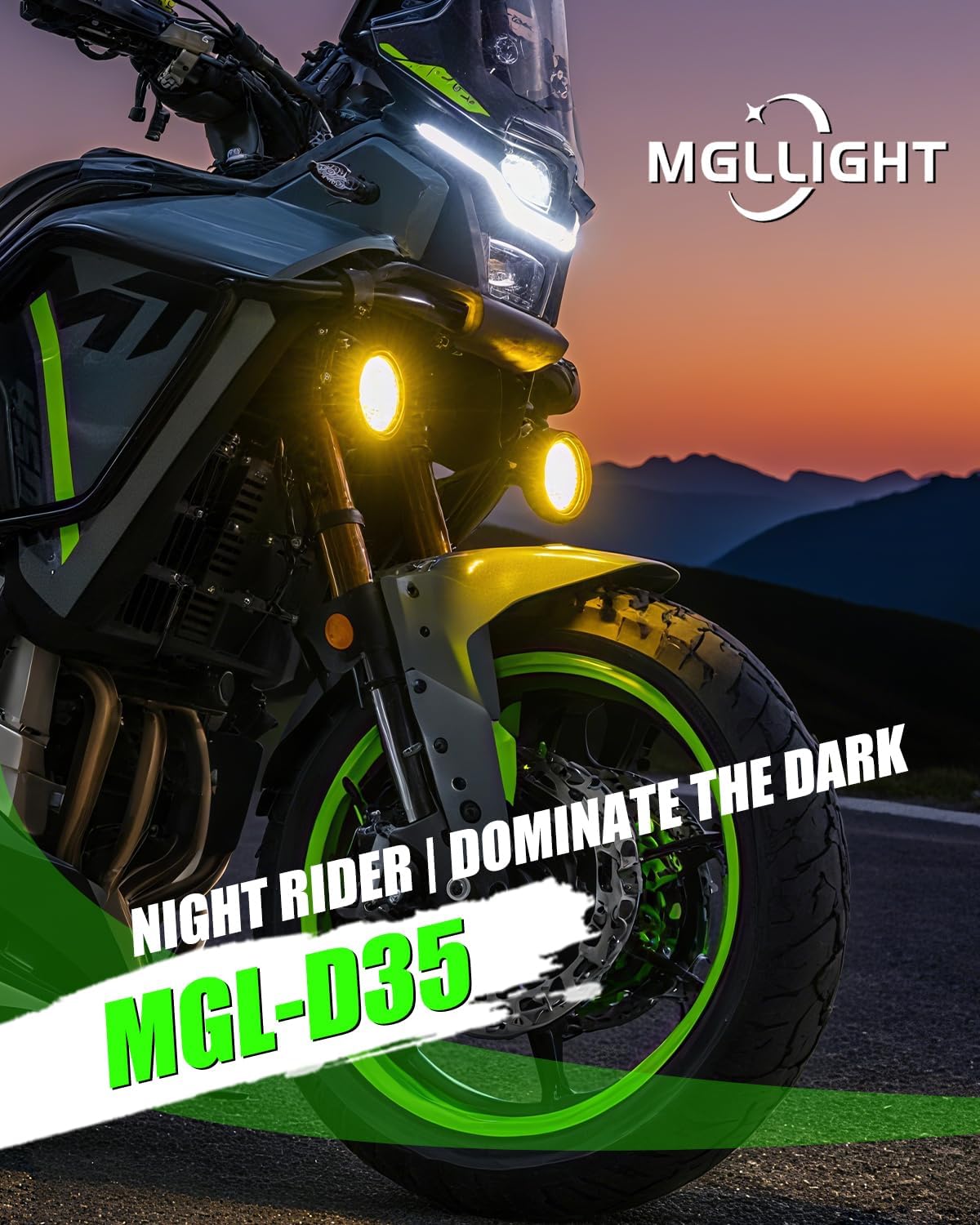 D035 Motorcycle Fog Lights LED Kit Strobe LED Driving Fog Lights 9 Modes Lights with Switch Brackets for ADV/Adventure Touring Sport E-bike ATV UTV Snowmobile