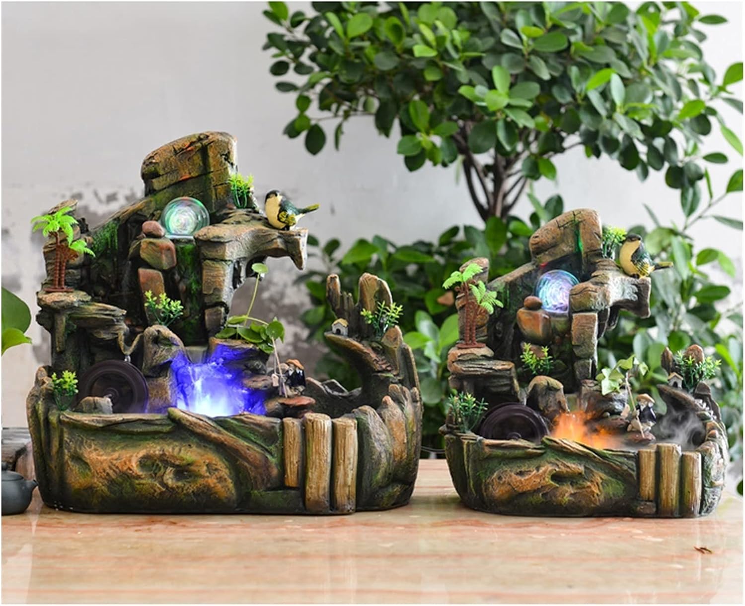 Tabletop Fountain Indoor Tabletop Fountain Ambient Lighting and Natural Waterfall Sounds for Home Office Bedroom Desktop Spa and Decor Desktop Fountain(Size:S)