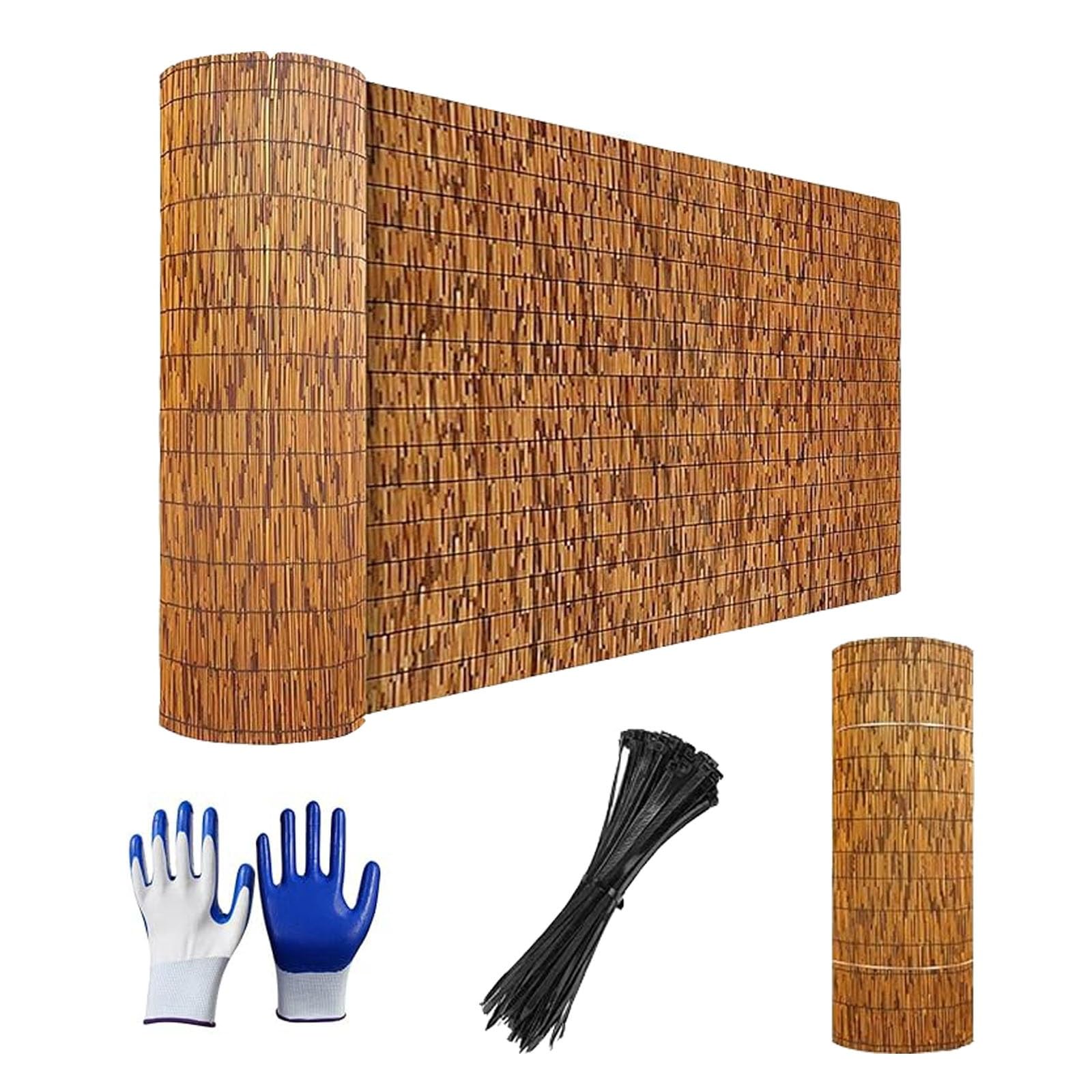 Arelles in Canniccio,Recinzione Giardino Esterno Rinforzato,Rotoli di Recinzione di bambù Naturale,Decorazione Murale Moderna Facile da Installare,Protezione Solare per Giardino Privacy(H140xL500cm/4
