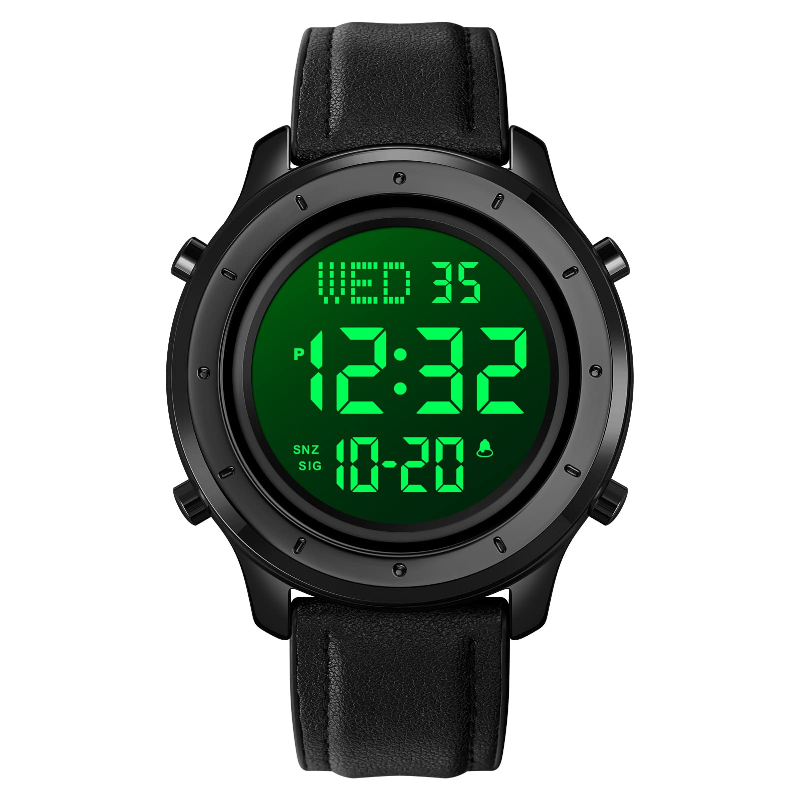 GosasaBig Dial Digital Watch S Shock Men Military Army Watch Water Resistant LED Sports Watches (Black - Blue Light)