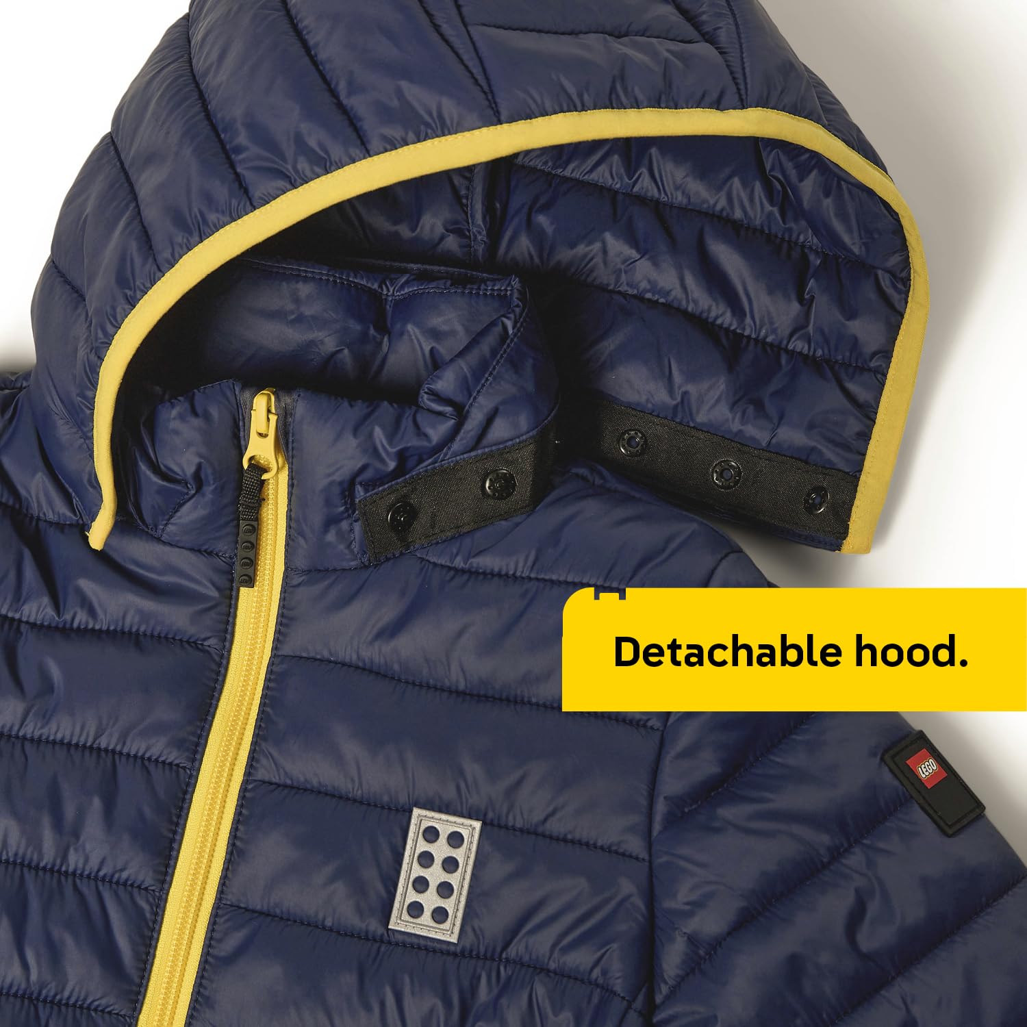 Kabooki LEGO® Gefütterte Jacke für Kinder - Winddichte Frühlings- und Herbstjacke mit Abnehmbarer Kapuze und Reflektoren | Bequeme LEGO® Jacke für Mädchen und Jungen