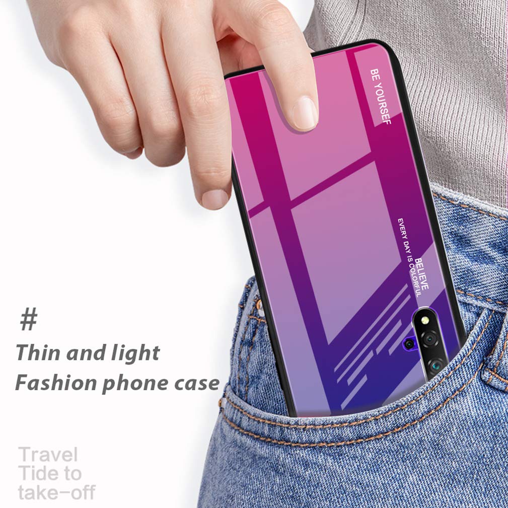 HAOYE Cover per OPPO Reno 11F 5G / Reno11 F 5G, Custodia in Colori Sfumato, Vetro Temperato Antigraffio Back Cover + Bordo in Silicone Morbido TPU Protettiva Case(7