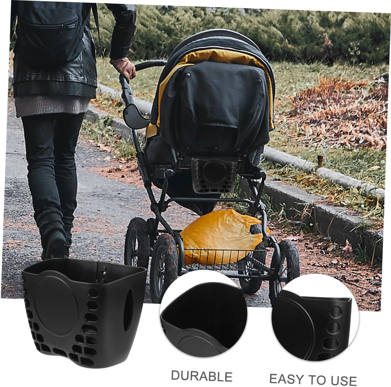 PRETYZOOM Outdoor Stroller Organizer Basket Versatile Crib Hanging Holder for Diapers Wipes Bottles Lightweight Storage for Parents