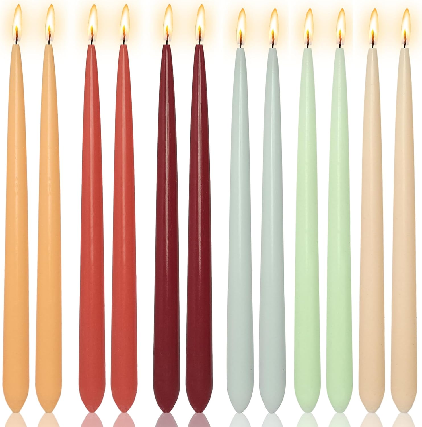 12pcs Long Candle Taper Candlesticks,10 Inch Colored Taper Candles Pink Tapered Candle Sticks Colorful Candles for Wedding Home Party Women Gift Sets