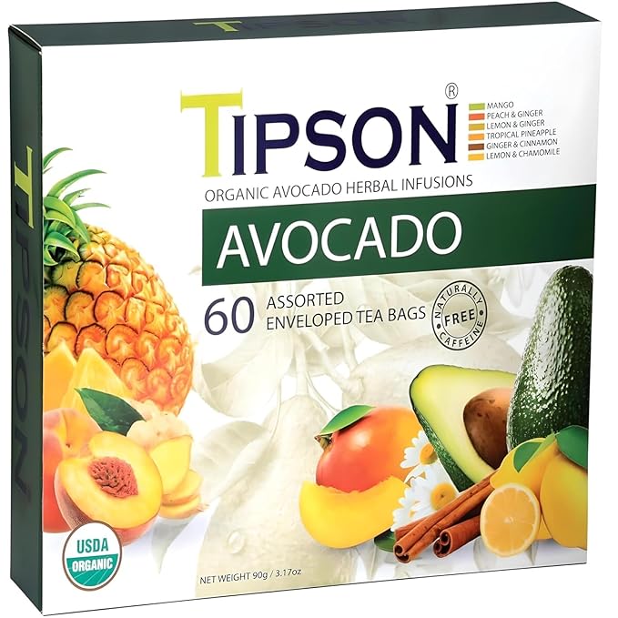 Amazon.com : Tipson Organic Avocado Variety Sampler - 6 Flavors (60 Tea ...