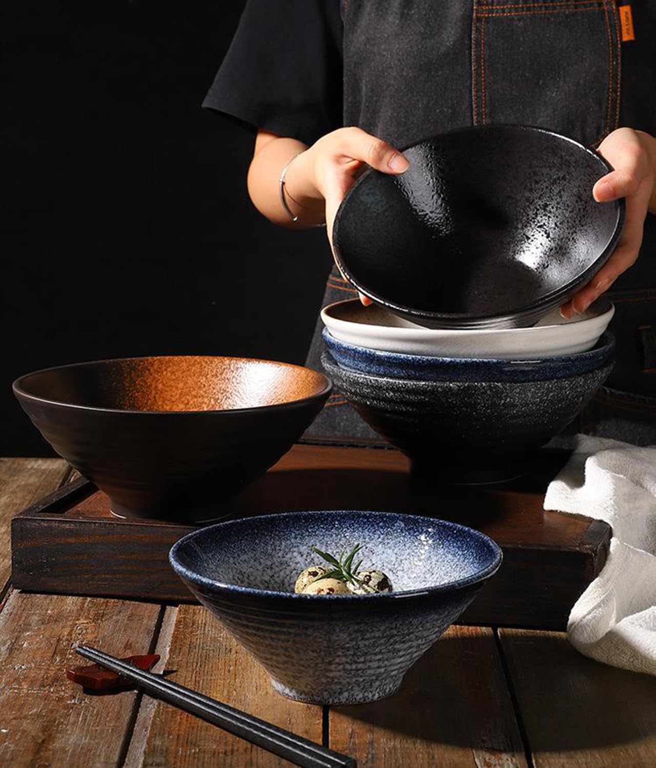 Keramik-Nudelschalen-Set (2-teilig), Ramen-Suppenschale den Esstisch Hause