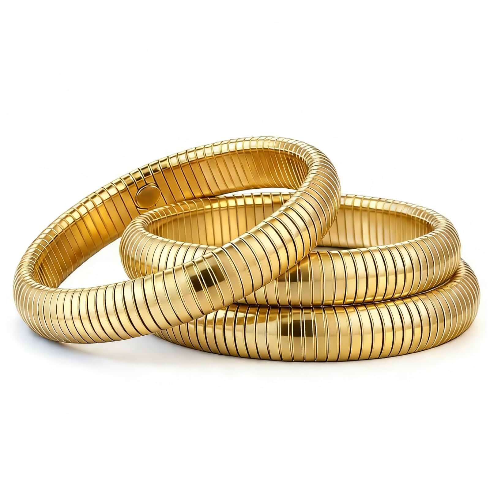 3pcs Stretch Cuff Bracelets, Gold Bangles Stack Set, Vacation Jewelry for Women, Chunky Jewelry Stack Bracelets, Stylish Gold Bracelet Set