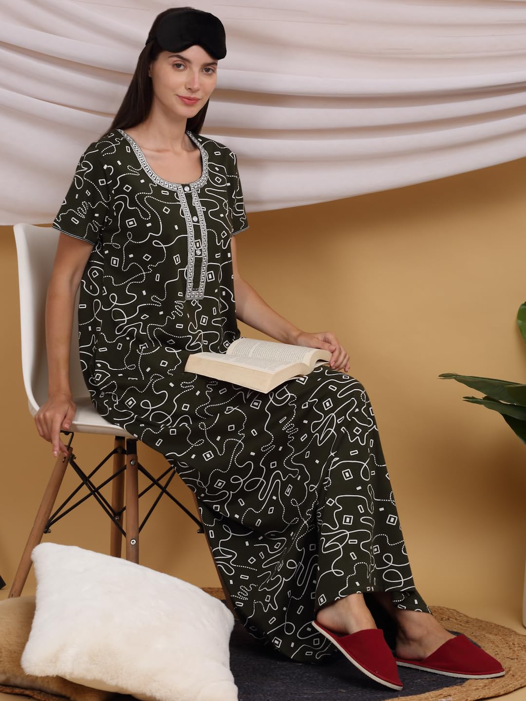 Sweet Dreams Damska bawełniana sukienka nocna Maxi Casual