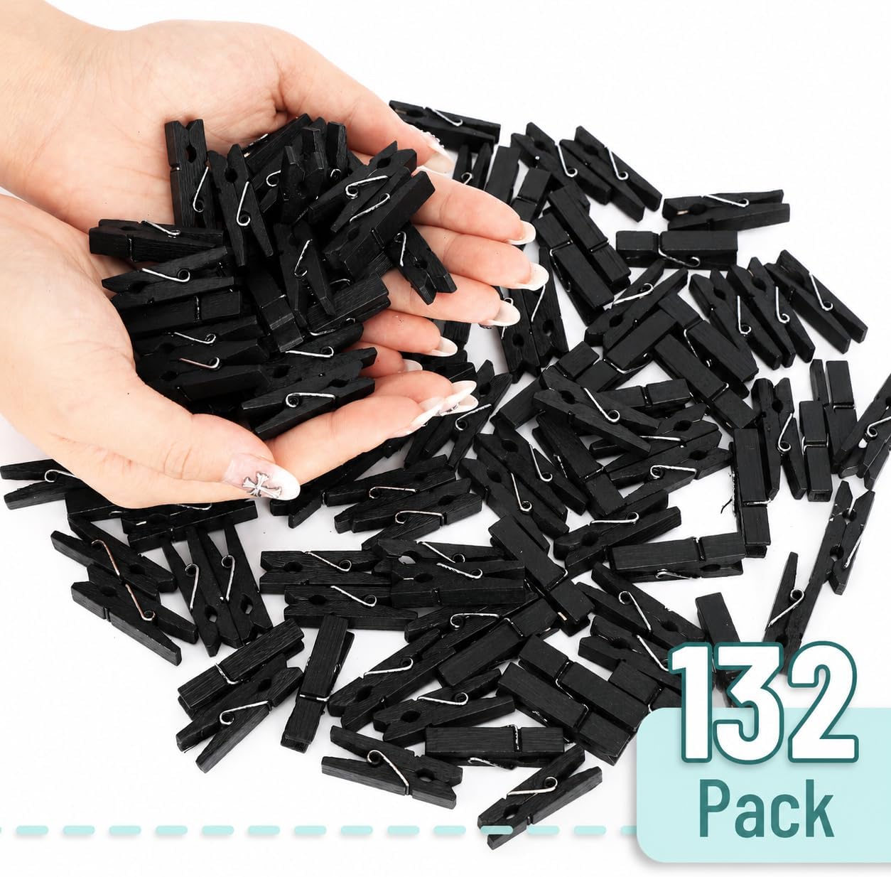 Mr. Pen- Wooden Clothes Pins, Black, 132 pcs, 1.4 Inch | Mini Clothes Pins for Hanging Pictures image 2