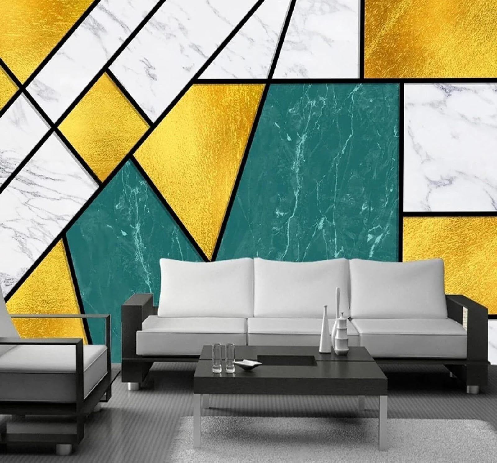 XLMING Abstract Creative Colourful Geometric Marble Effect 3D Wallpaper Luxury Home Dining Decor Paste Sofa Living Room The Wall for Bedroom Mural-400cm×280cm