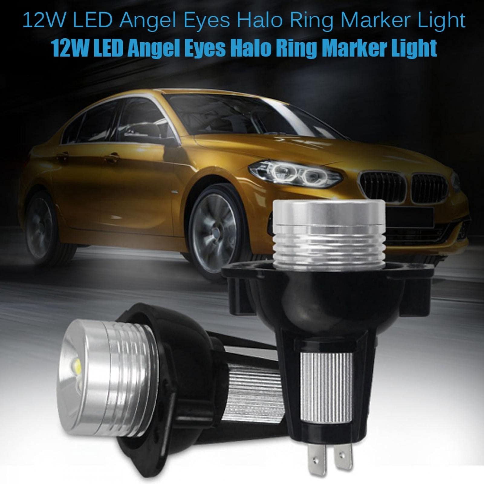 Yctze LED Angel Eyes Halo Ring Marker Luce per E90 E91 05-08 - 12 W Occhio d'Angelo Antinebbia per Auto e Veicolo