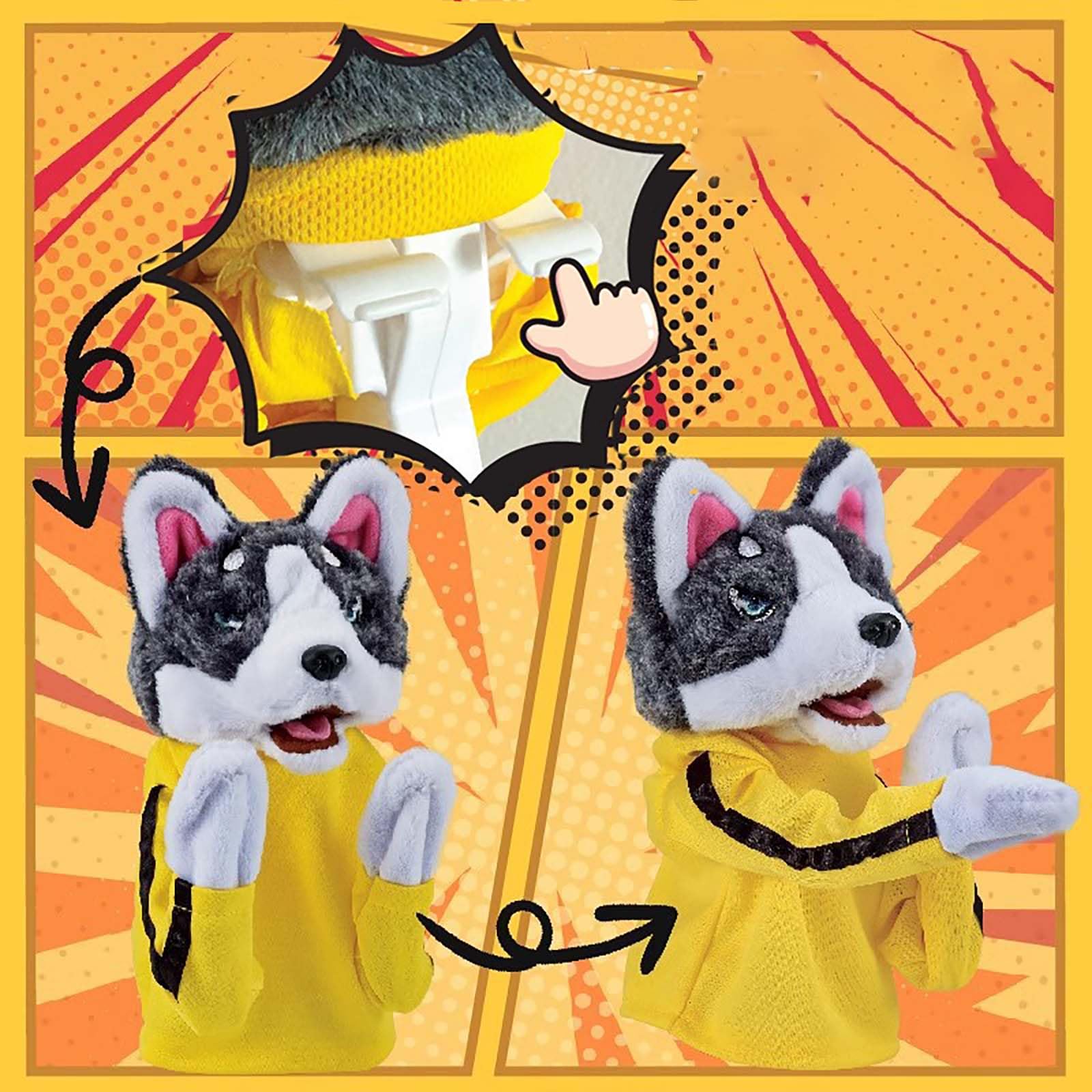 Kung Fu Animal Husky Gloves Doll, New Interactive Boxing Dog Hand
