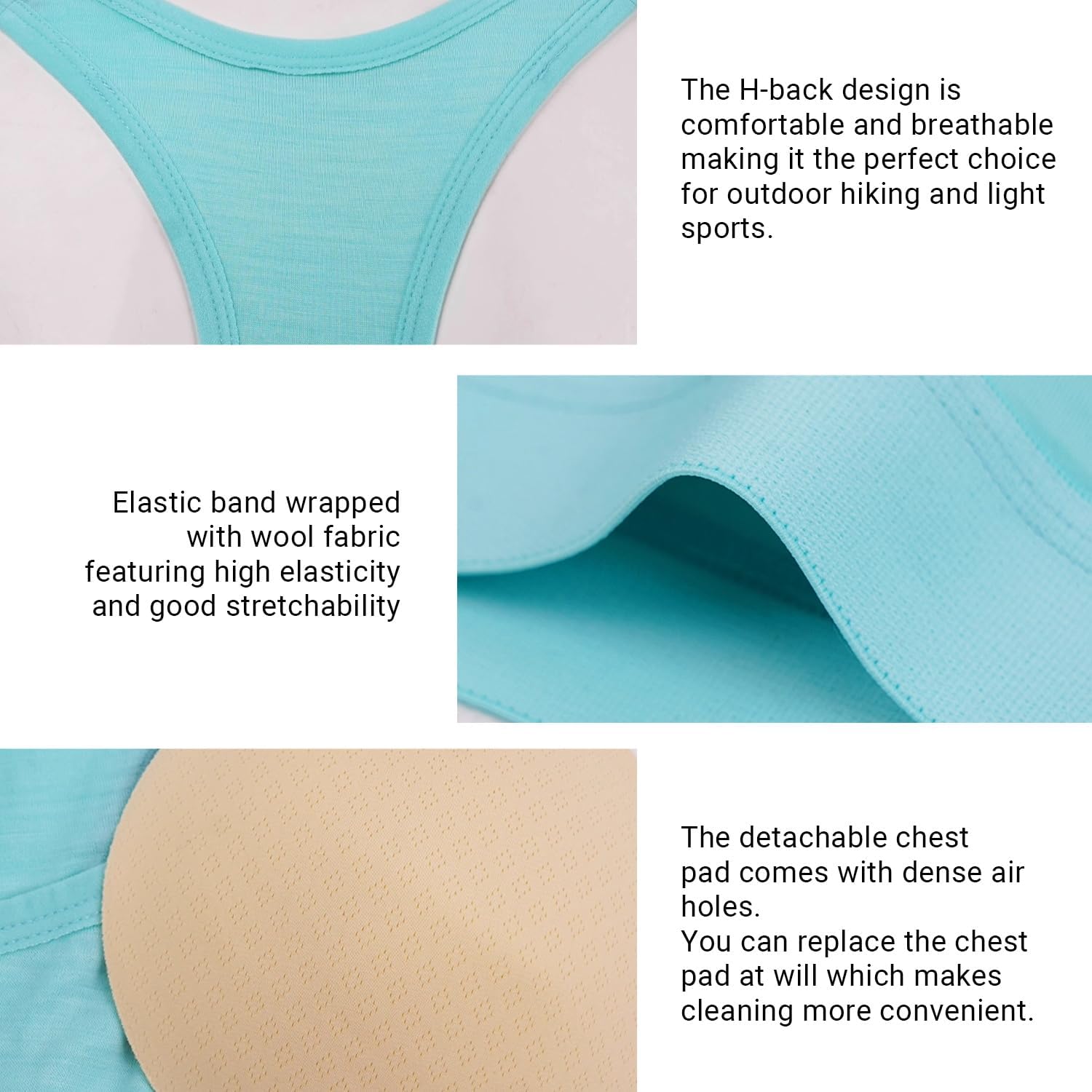 Women's 100% Merino Wool Sports Bra,Wireless Racerback Sports Vest for Hiking, Yoga & Outdoor Activities - Image 4