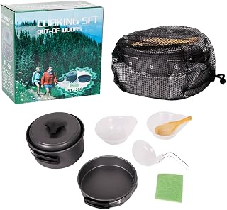 4PC/7PC Outdoor Cooking Set Portable Lightweight Camping Kitchen Picnic Cookware Bowl Pot Pan for Hiking Backpacking