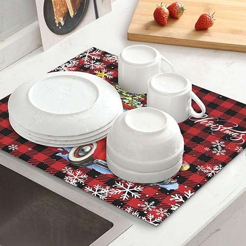 Miniatura 8 de Tapete de secado de platos de conejo de Pascua, tapetes reversibles de microfibra absorbente para encimera de cocina, 18 x 24 pulgadas