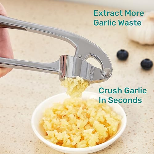 Miniatura 2 de Prensa de ajo, trituradora de ajo de cocina a prueba de óxido con mango ergonómico, trituradora de jengibre con buen agarre, fácil de limpiar, apta