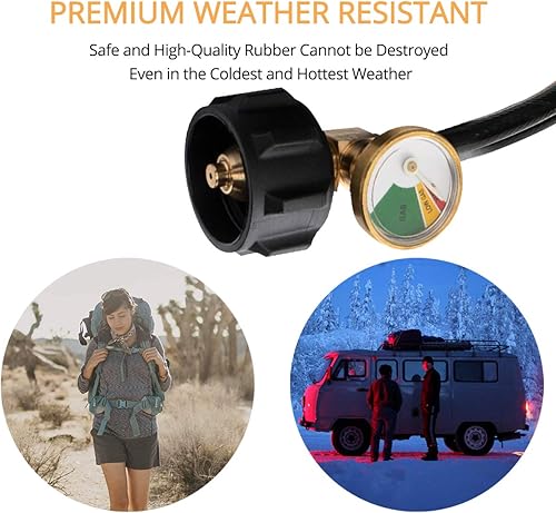 Miniatura 6 de GASLAND Manguera de propano, línea de gas de 5 pies con medidor de propano, manguera de calibre de tanque de propano QCC1tipo 1 con indicador de