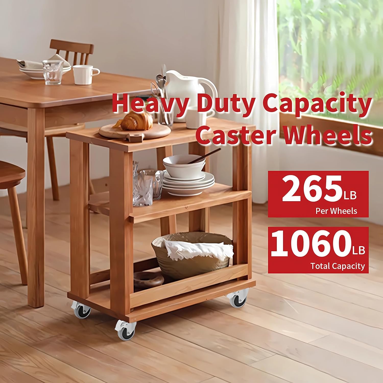 HOD 3 Inch Caster Wheels Set of 4, Heavy Duty Casters with Dual Brake 1060 Lbs, 360° Swivel Top Plate Casters Wheels, Industrial Casters No Noise Wheels for Cart, Furniture, Workbench
