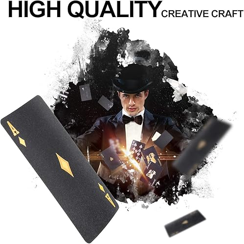 Miniatura 8 de Joyoldelf - Juego de cartas de póquer de aluminio negro, baraja impermeable con caja de regalo, uso para fiestas y juegos