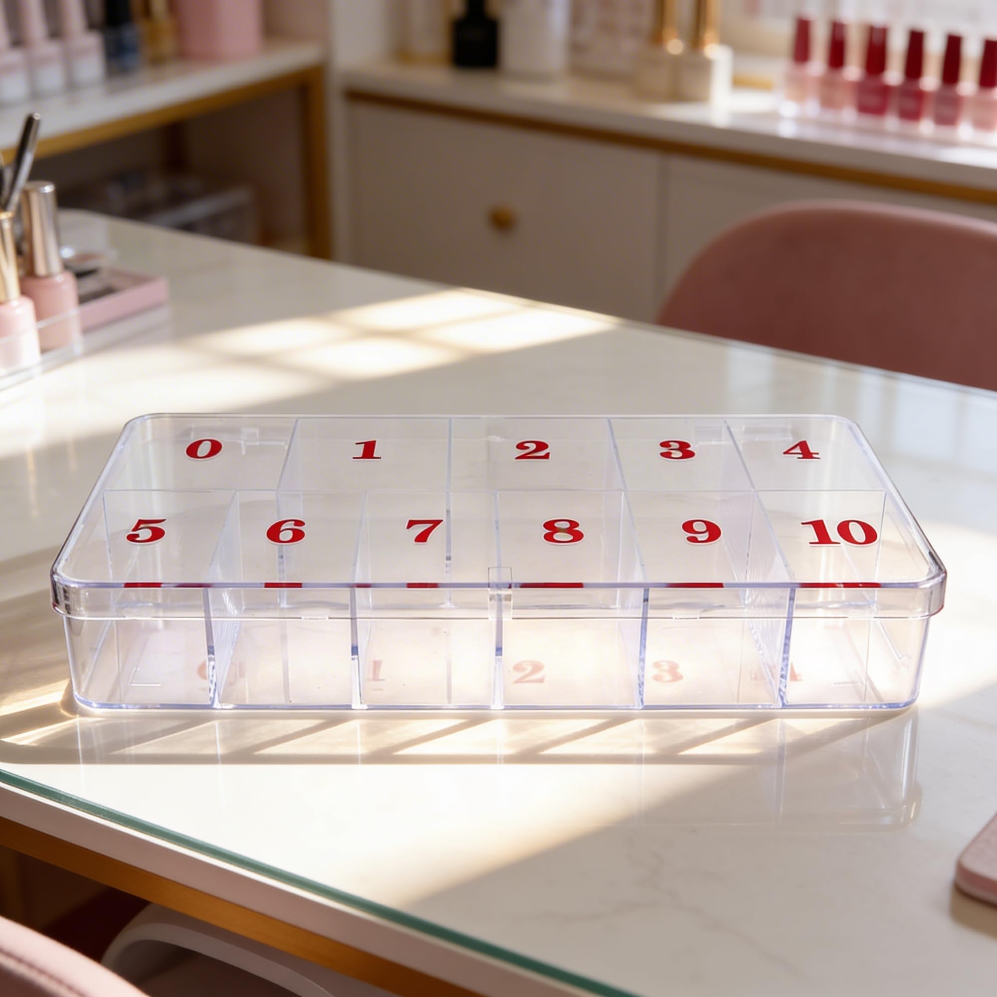 Beauticom USA - Caja organizadora de 11 espacios vacíos para puntas de uñas postizas, vitaminas, accesorios, 11 secciones