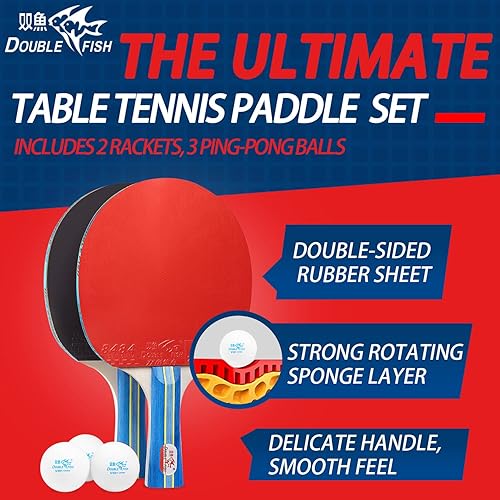 Miniatura 3 de Juego de remo de ping pong, paletas de goma aprobadas por ITTF para 2 jugadores con pelotas, juego de raquetas de tenis de mesa para entrenamiento