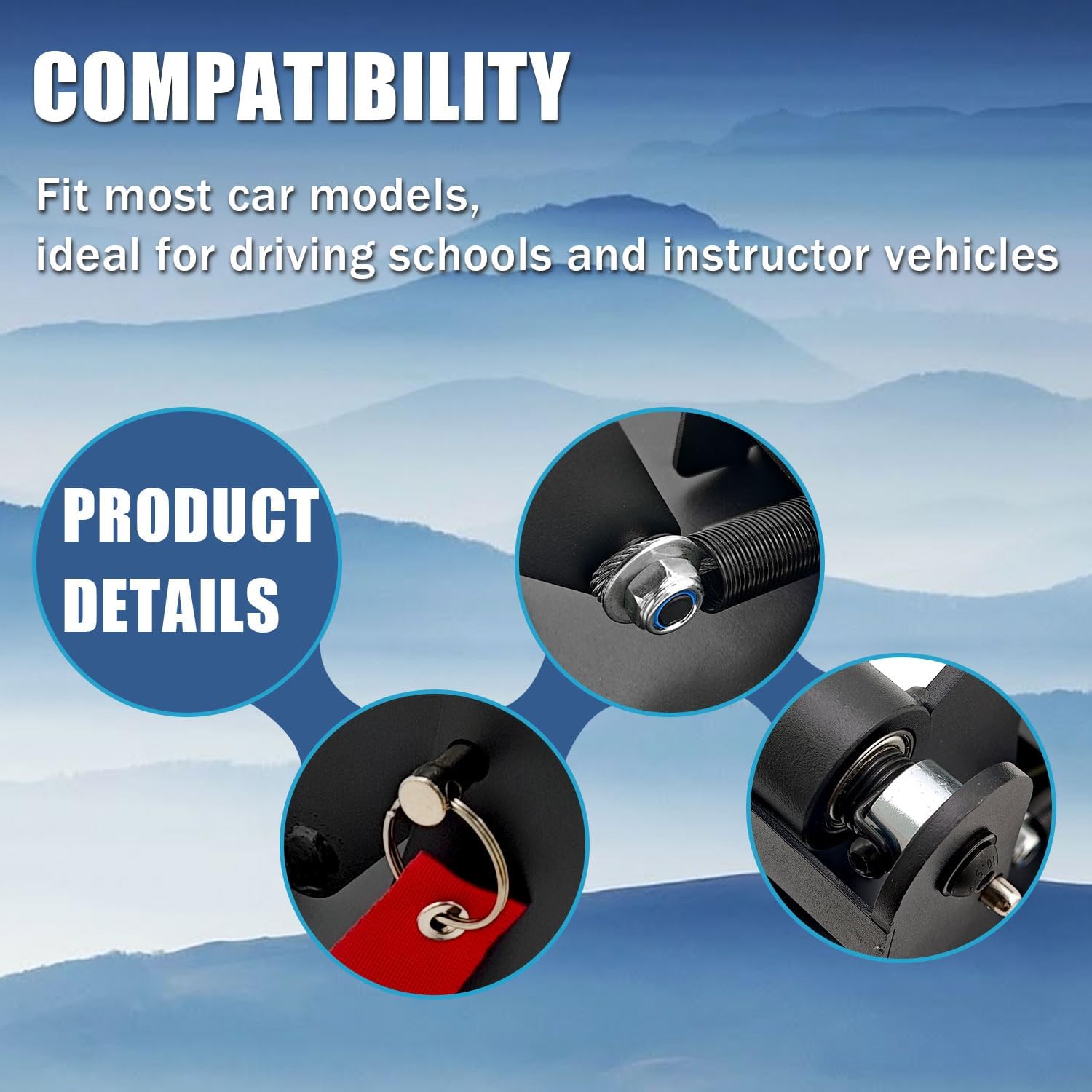 Upgrade Universal Passenger Side Dual Brake for Driving Instructor Vehicles, Pedal Height Adjustable, Right Hand Drive Conversion Kit w/Safety Lock Pin & Return Springs ACAR-B1