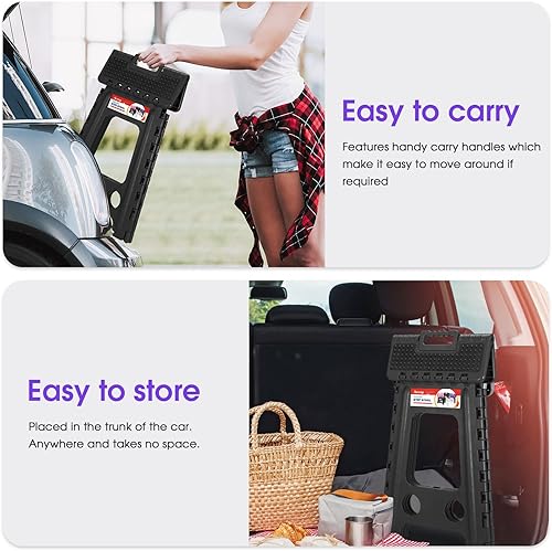 Miniatura 181 de Taburete plegable resistente de alta calidad de 13 pulgadas de altura para adultos, taburete de cocina, jardín, baño, color blanco Blanco,Bicolor