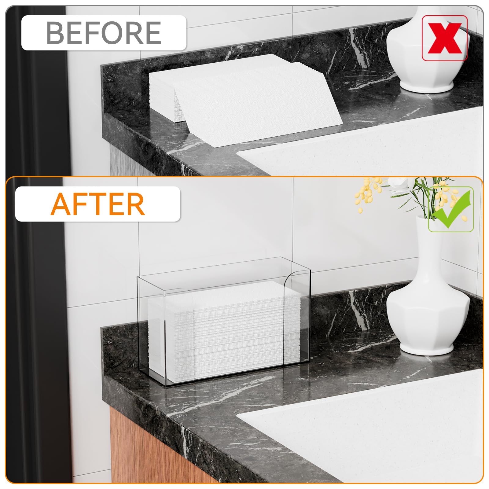 Snapklik.com : Acrylic Clear Paper Towel Dispenser Countertop,11 Long