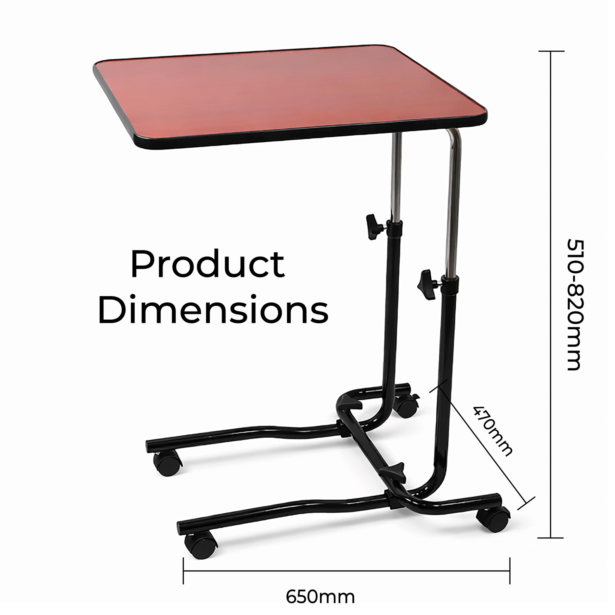 Aidapt Canterbury - Mesa de Altura Ajustable con Parte Superior inclinable (0-45°), Mesa Auxiliar móvil con Ruedas, Superficie de 550 x 410 mm, Uso doméstico y Dormitorio