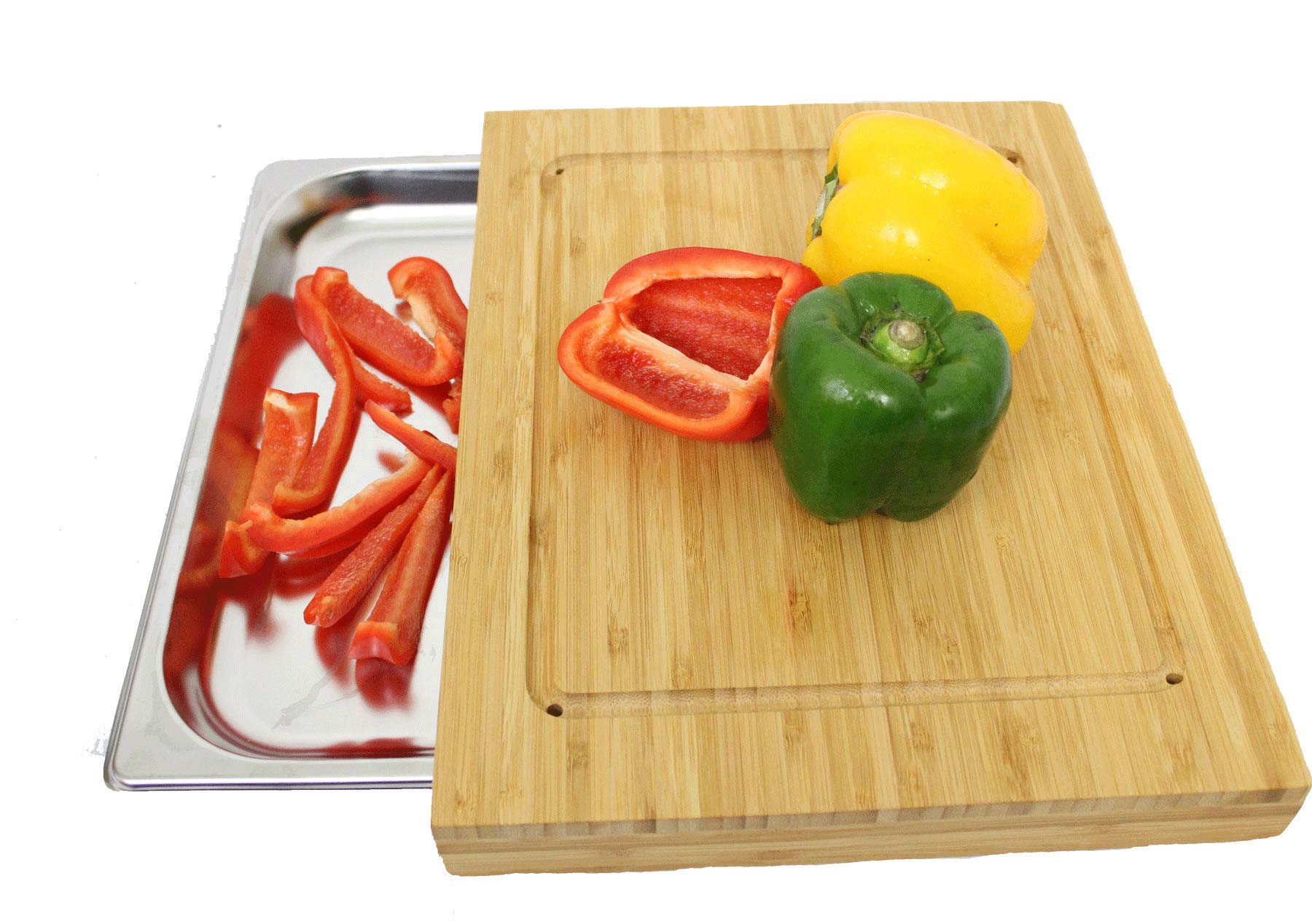 Planche à découper en bambou avec bac tiroir amovible pour cuisine propre