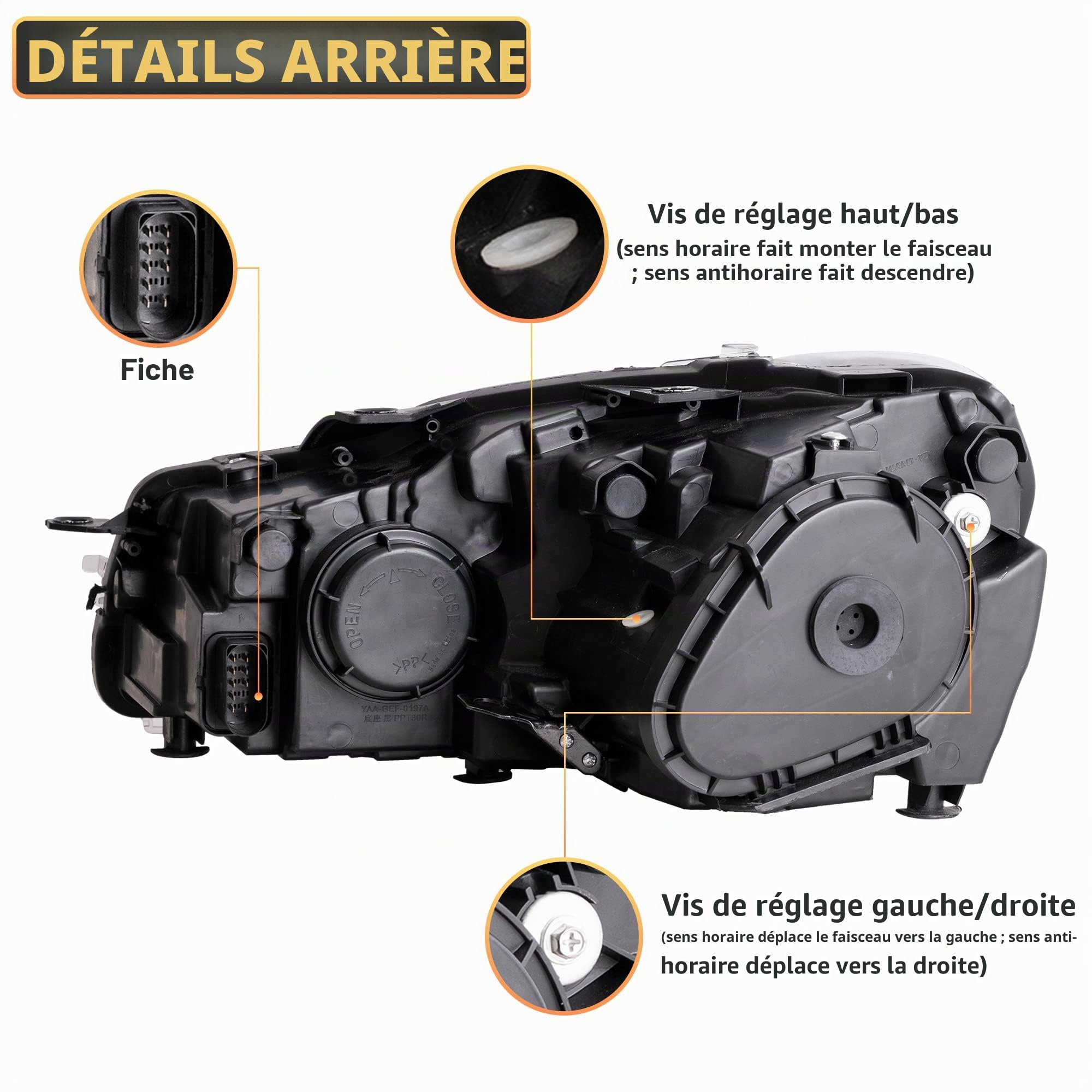 VLAND Phare LED pour Golf 6 Golf VI TSI 2008-2013 [Uniquement pour halogène], avec animation dynamique, ampoules non incluses
