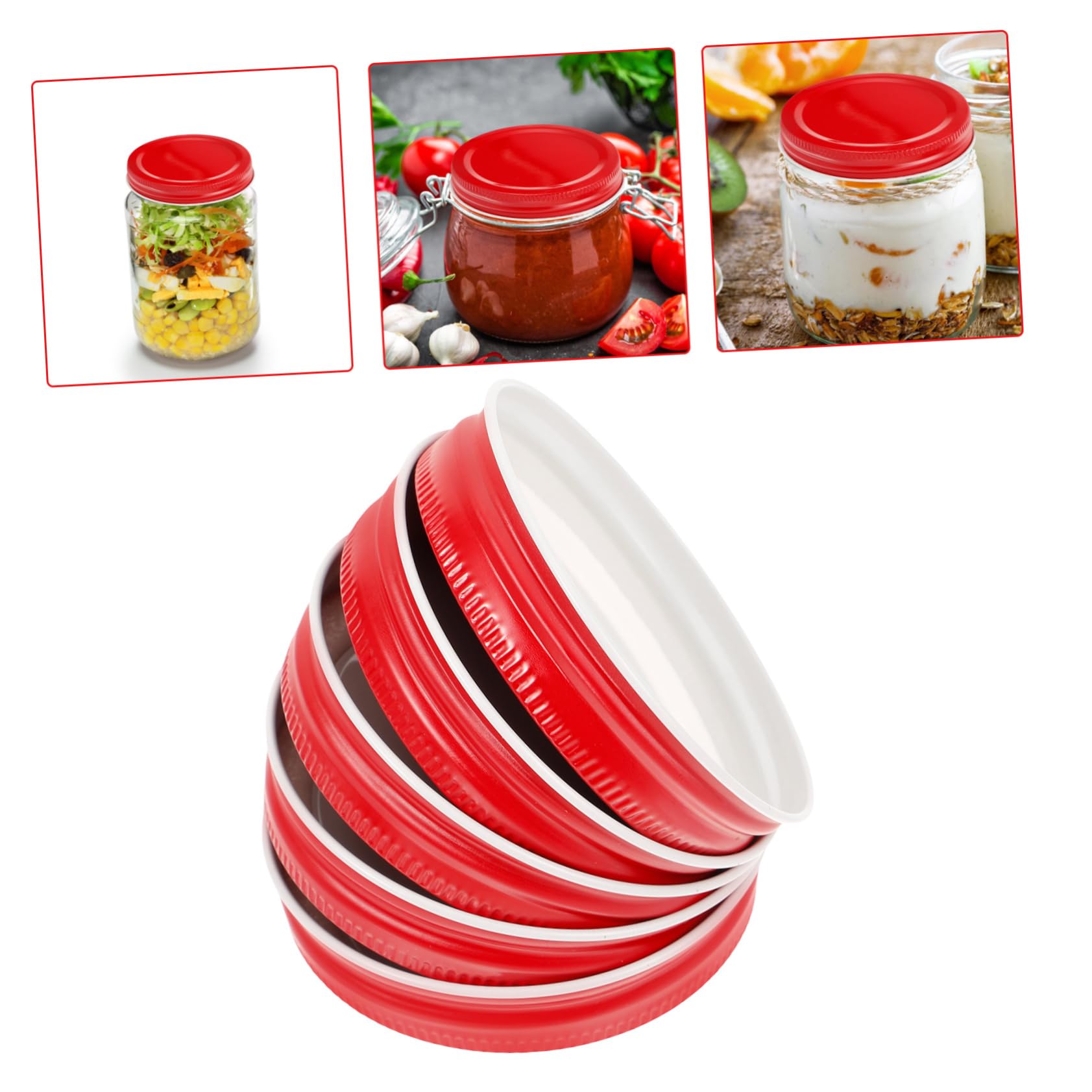 ABOOFAN Lot de 4 Couvercles de Rechange pour Bocaux Faciles à Ouvrir Et à Fermer Couvercles de Mise en Conserve Étanches Large Ouverture Standard 12 Pièces X 4