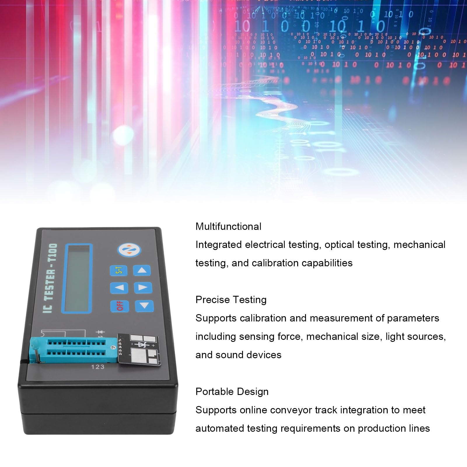 Tester IC Digitale Tester Portatile per Circuiti Integrati LED Multifunzionale Triodo Diodo Transistor Transistor IC per Automazione Industriale Batteria LiPo 1000mAh