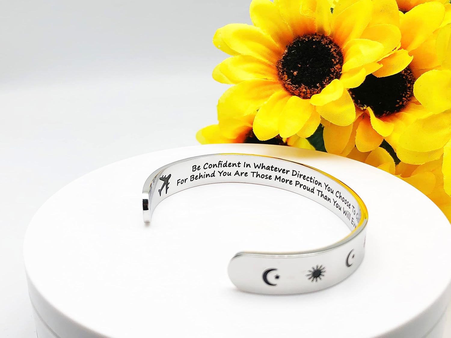 Dczosily Inspirational Bracelets for Women Stainless Steel Cuff Bracelet Engraved Jewelry Motivational Bangles Personalized Gifts for Best Friend/Mom - Image 3