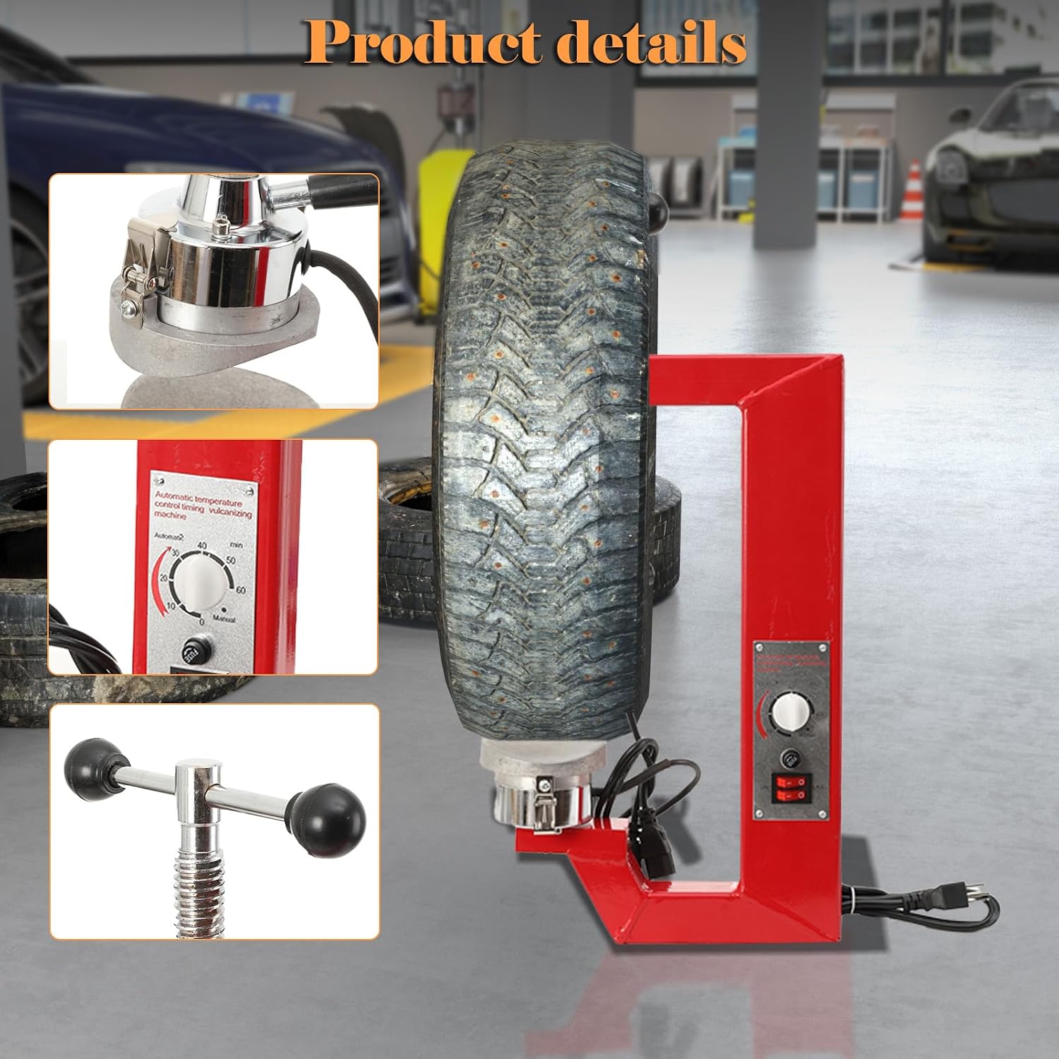 Auto Tyre Repair Machine Kit Vulcanizing Machine Tire Patches Machine with 6 Moulds 140-165℃ Garage Equipment Tire Spreader Repair Tool Kit 110V for Car Truck