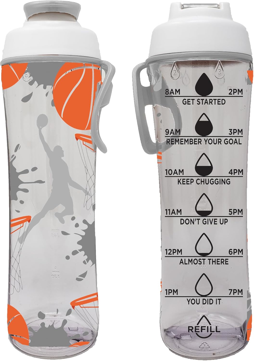 24oz Kids Tritan Water Bottle with Hourly Time Markings – BPA-Free, Shatterproof, Lightweight – Chug Cap with Carry Loop – Motivational Reusable Bottle for School, Sports, and Daily Hydration