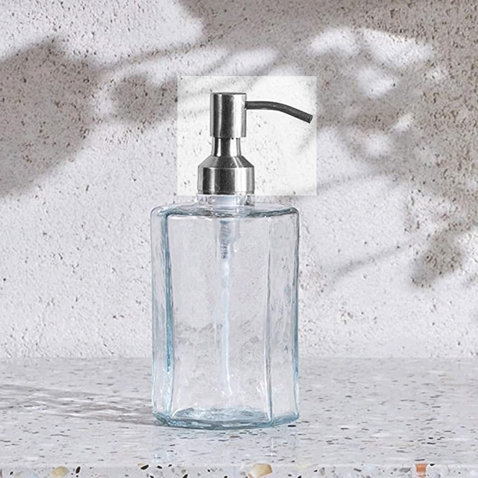 Dispenser di sapone da banco Dispenser di sapone in vetro per cucina, ricaricabile a mano con pompa in acciaio inossidabile antiruggine da bagno per bottiglia di sapone per le mani (B)