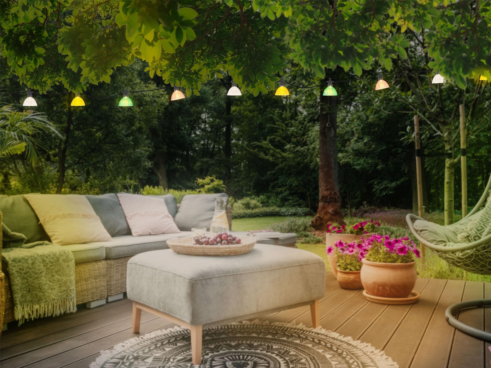 meineWunschleuchte 2er Set Solarbetriebene Outdoor Lichterkette mit 10 bunten Schirmen, 3,6 Meter