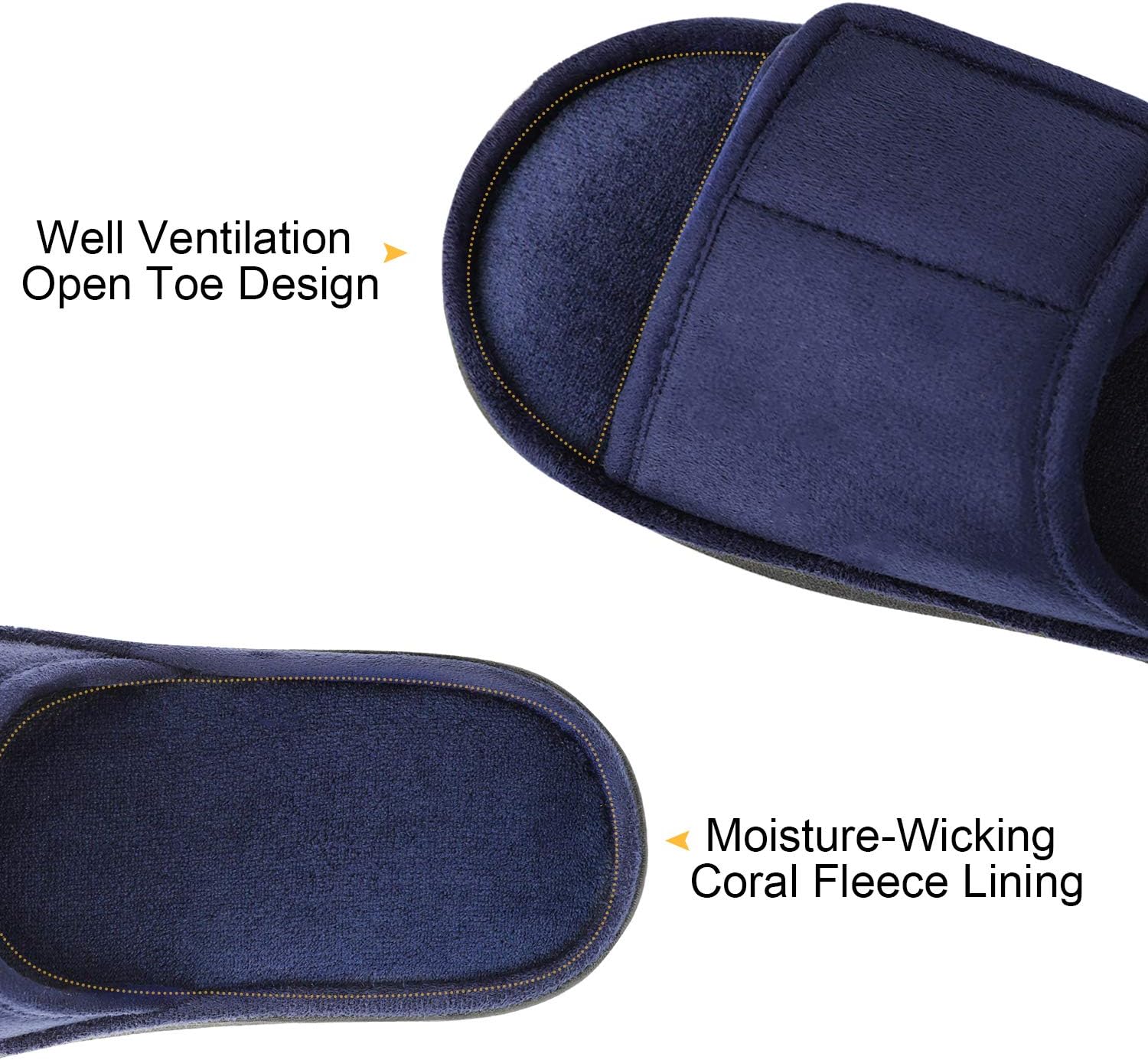 LongBay Men's Comfy Memory Foam Slide Slippers Breathable Micro Suede House Shoes - Image 4