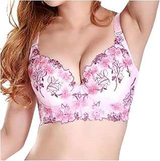 Sujetador para mujer sin aros Push Up Sport BH Grandes Pechos Lencería Mujer Sexy Ajustable Push Up Sujetador con Bordado para Mujer Ropa Interior Mujer Sin Aros Top Soporte Sujetador de Encaje