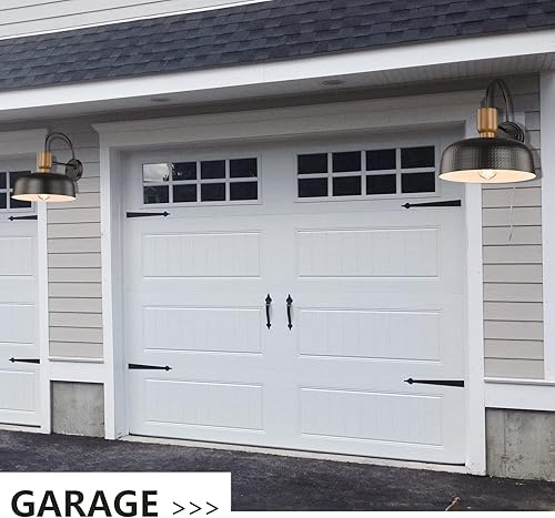 Miniatura 7 de Darkaway Lámparas industriales de granero, apliques de pared con pantalla de metal martillado, iluminación de cuello de cisne negro para luces de