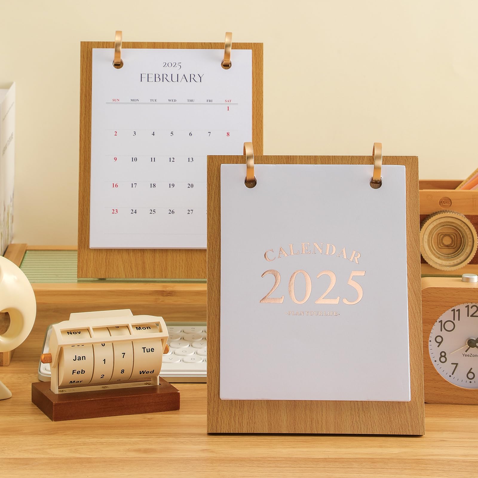 Desk Calendar 2024-2025 - Standing Flip Calendar from Now to Dec