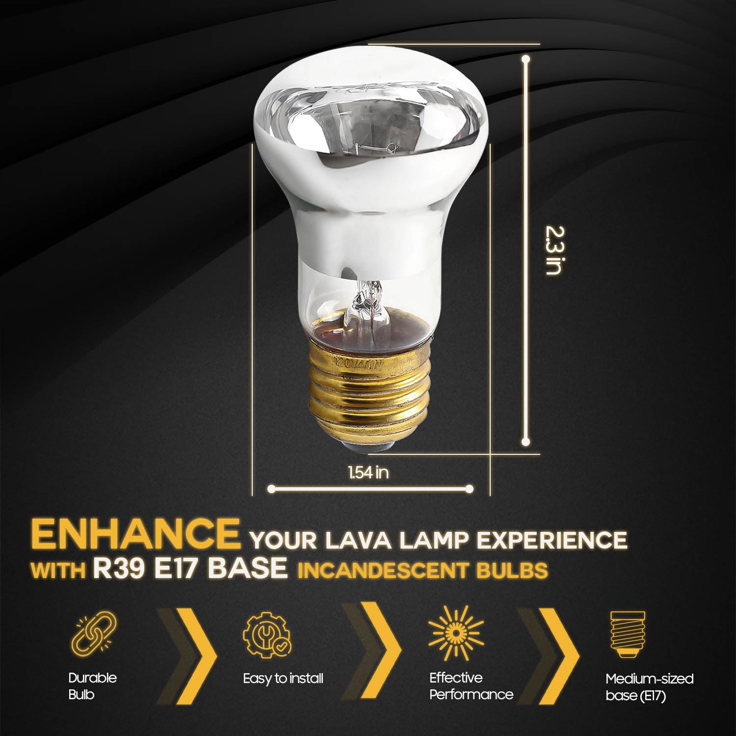R39 E17 - Bombilla incandescente de repuesto reflectora de 25 W, 120 V, luz blanca cálida ajustable, bombilla de repuesto para lámpara de lava, adecuada para lámpara de lava, lámparas de 2