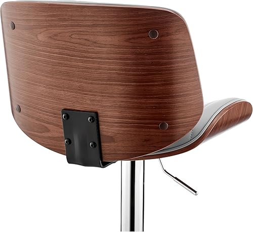 Miniatura 76 de Armen Living Taburete de bar de madera giratorio de mediados de siglo con pedestal moderno con piel sintética para encimera de isla de cocina,