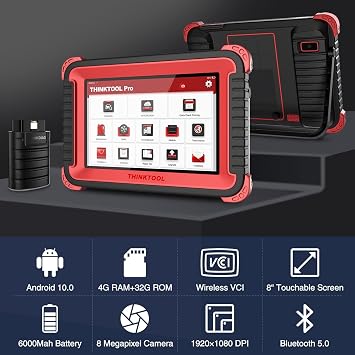 Thinktool Pro Bidirectional Scanner, Thinkcar All Systems Bluetooth OBD2 Diagnostic Scan Tool, Car Code Reader 34+ Resets, ECU Remap, TPMS Relearn, 8 Inches Screen 2 Years Update