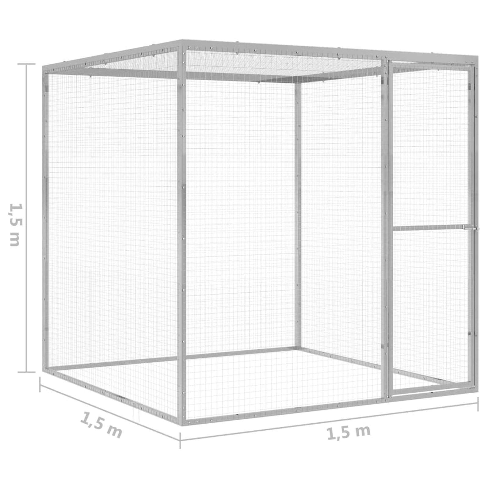 Homgoday Klatka dla psa klatka dla psa wewnętrzna Kennel dla psów klatki dla psów ogrodzenie dla psa na zewnątrz klatka dla kota 1,5 x 1,5 x 1,5 m ze stali ocynkowanej