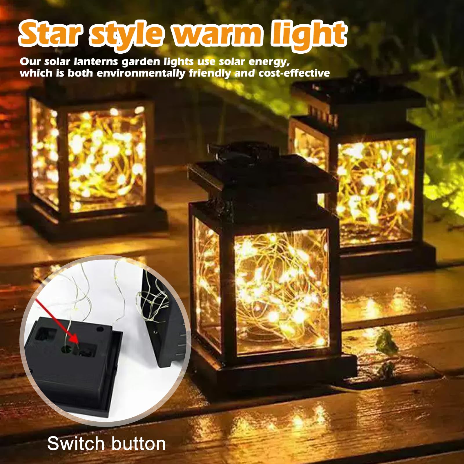 Lanterna solare da giardino – Lampada solare sospesa con LED bianco caldo – Set di 2 luci decorative da giardino